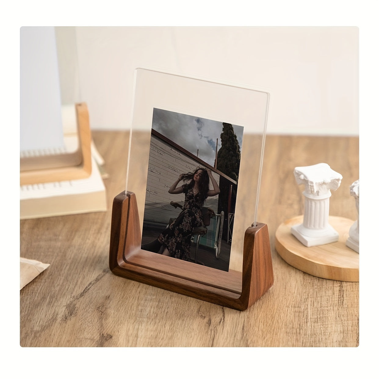 U-Shaped Acrylic & Wood Photo Frame