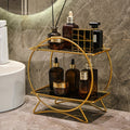 Double-Tiered Bathroom Organiser with Cat Ear Base | Stylish Metal Cosmetic & Skincare Shelf