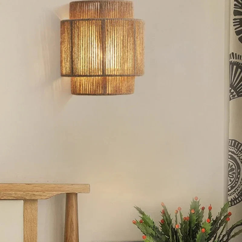 RattanGlow Wall Lamp