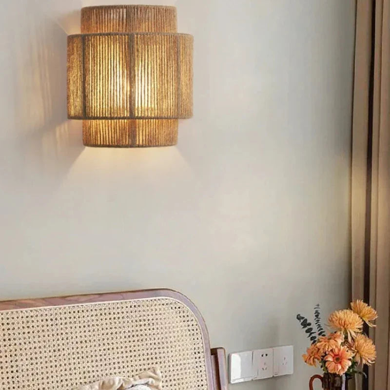RattanGlow Wall Lamp