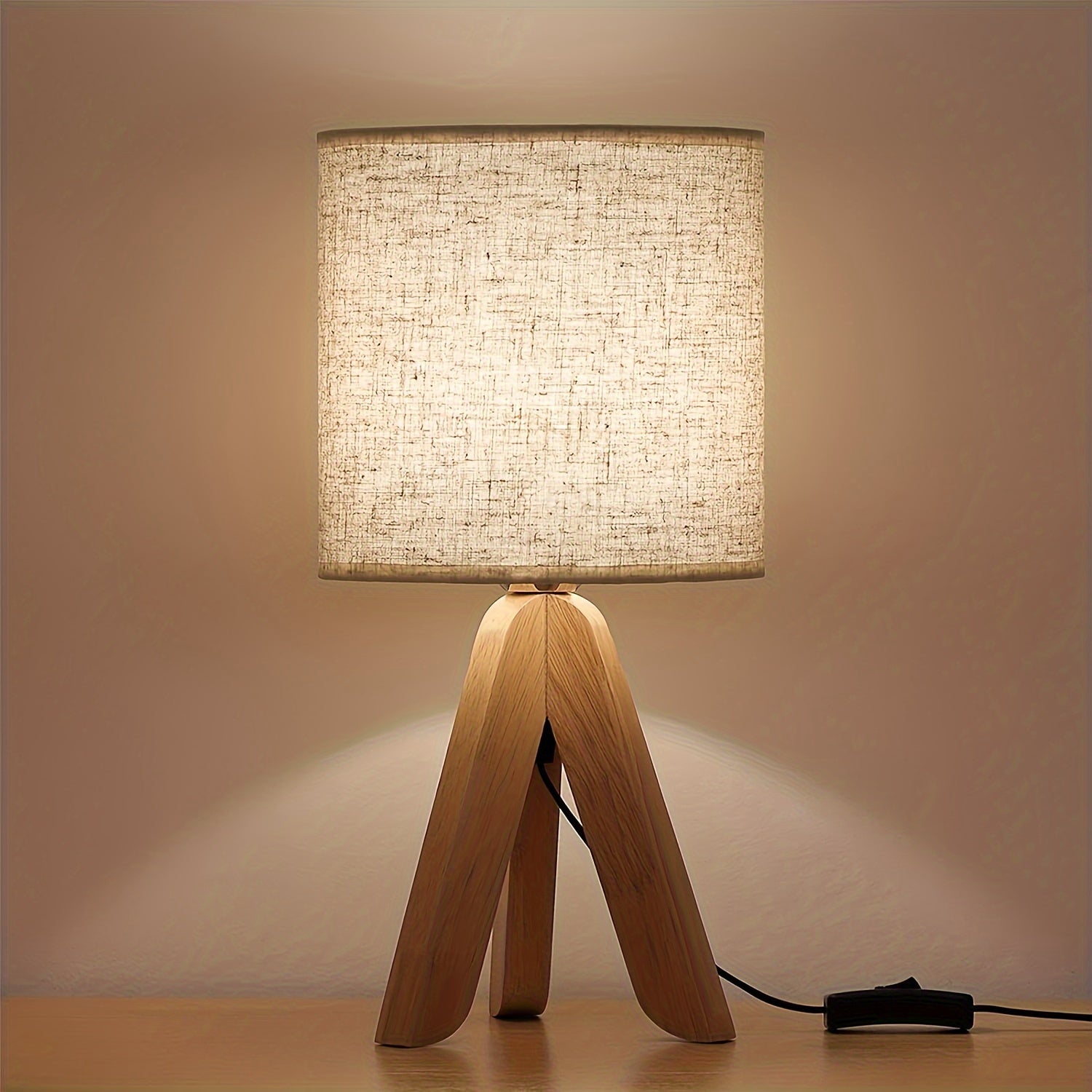 Nordic Wooden Tripod Table Lamp