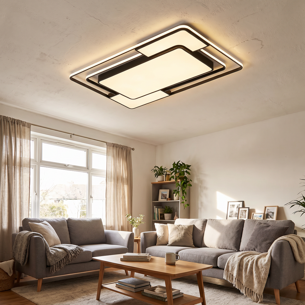 Remote-Controlled LED Ceiling Light | Modern Geometric Design