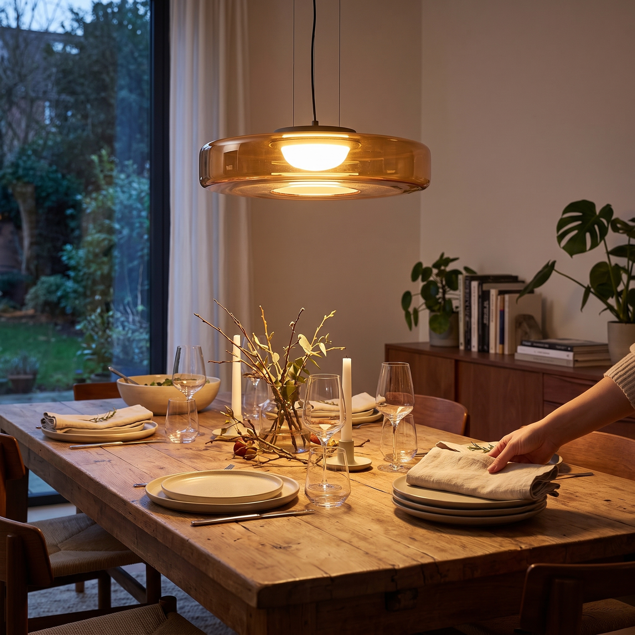 Bauhaus Glass Pendant Light | Modern Layered LED Hanging Lamp