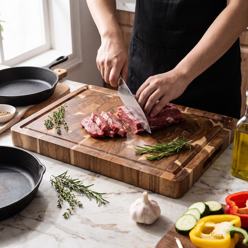 Acacia Wood Cutting Board | Durable End Grain Kitchen Chopping Block