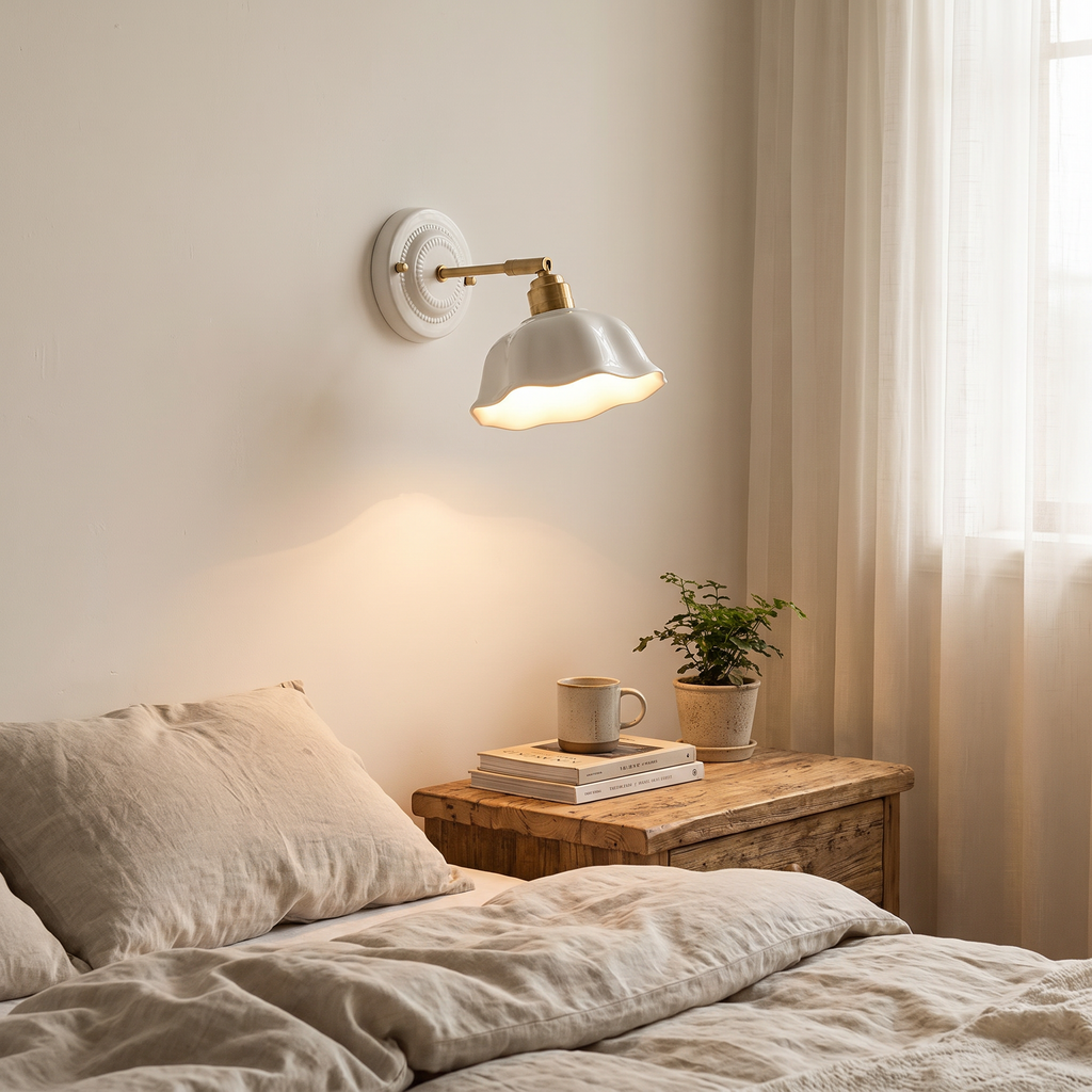 Nordic Cream Ceramic Wall Lamp | Vintage Elegance for Modern Homes
