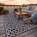 Reversible Outdoor Rug | Black & Grey Modern Patio Mat
