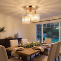 Modern Gold Luxury Crystal Ceiling Light | 3-Light Semi Flush Mount