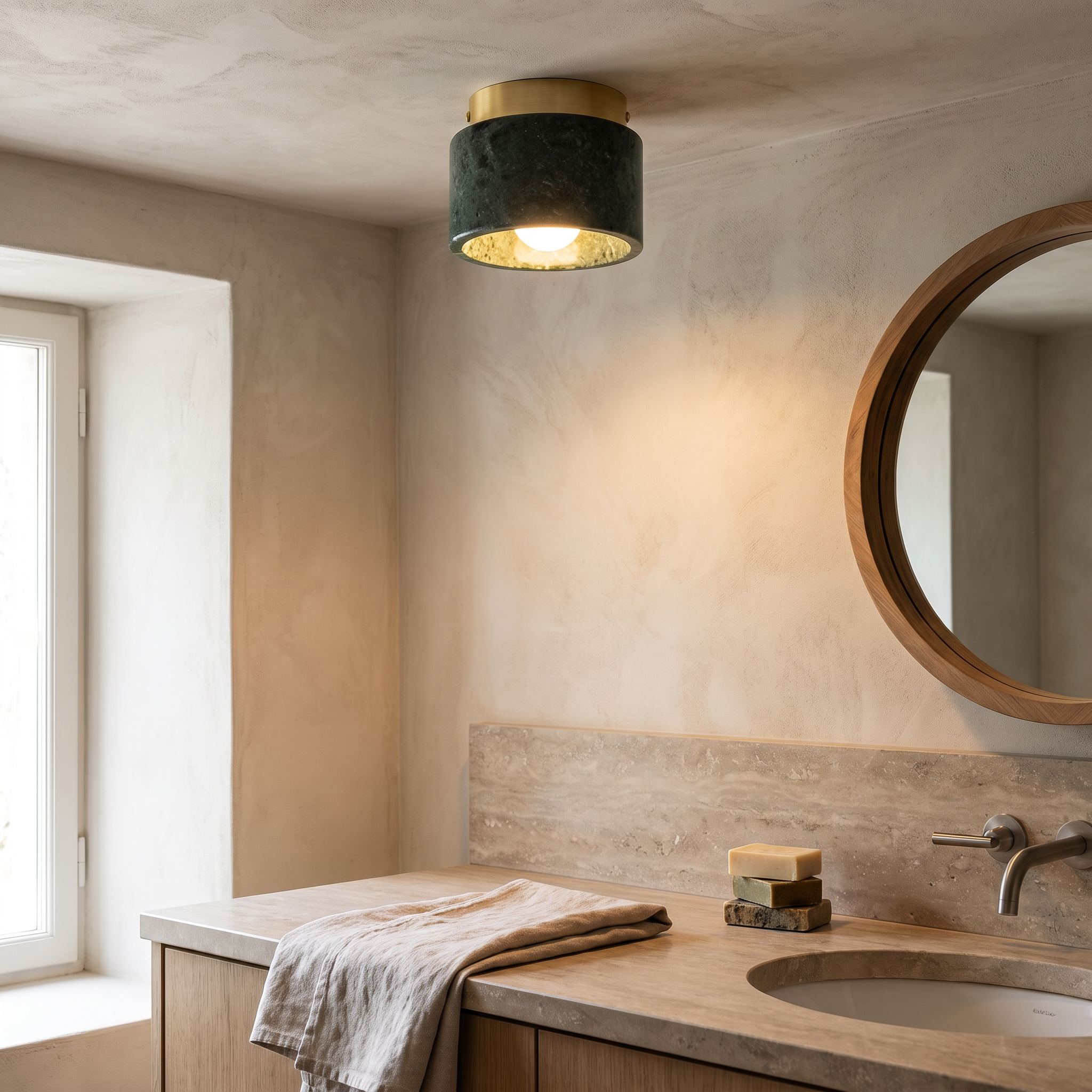 Nordic Marble Ceiling Light | Modern Downlight with Stone Finish