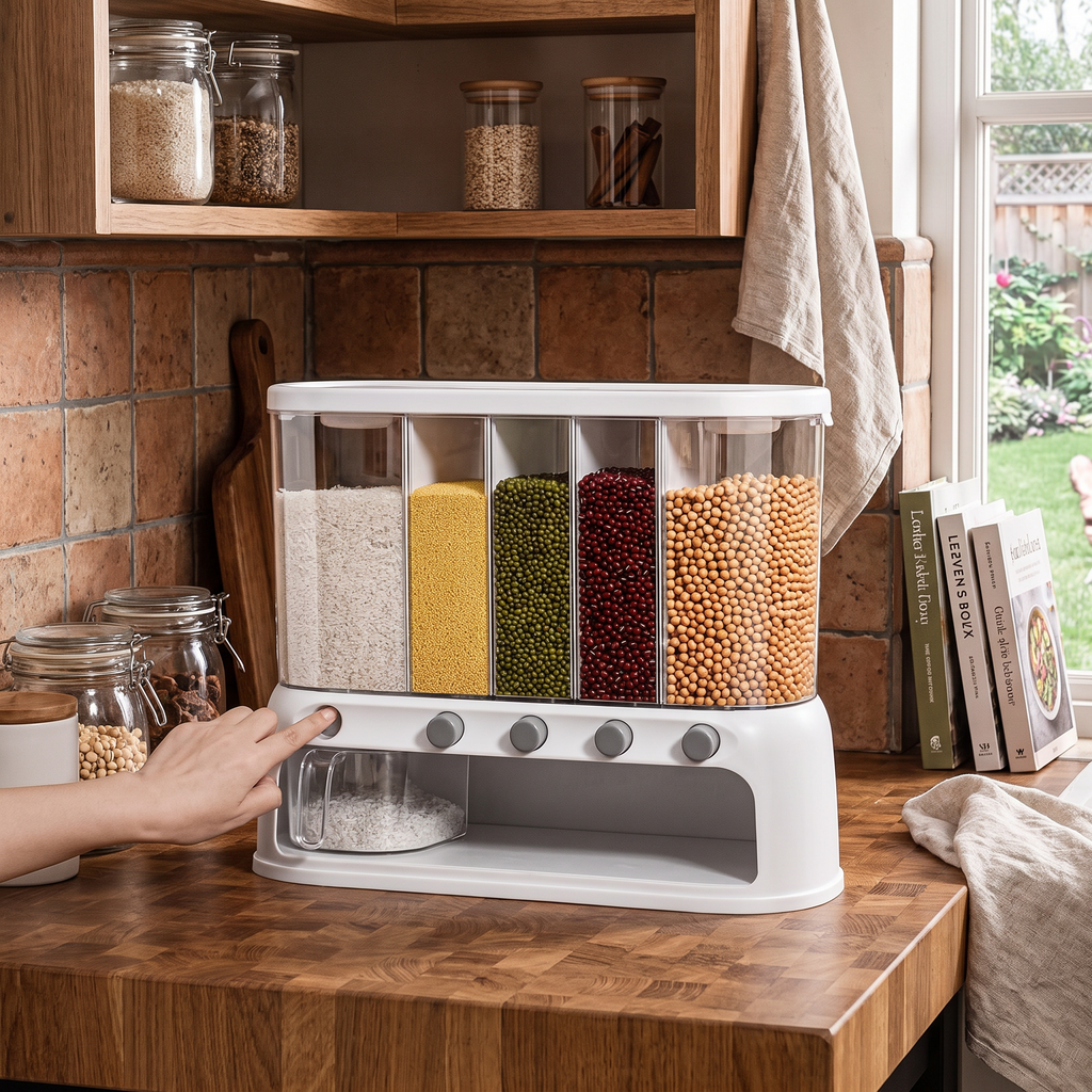 Multi-Compartment Kitchen Grain Storage Container