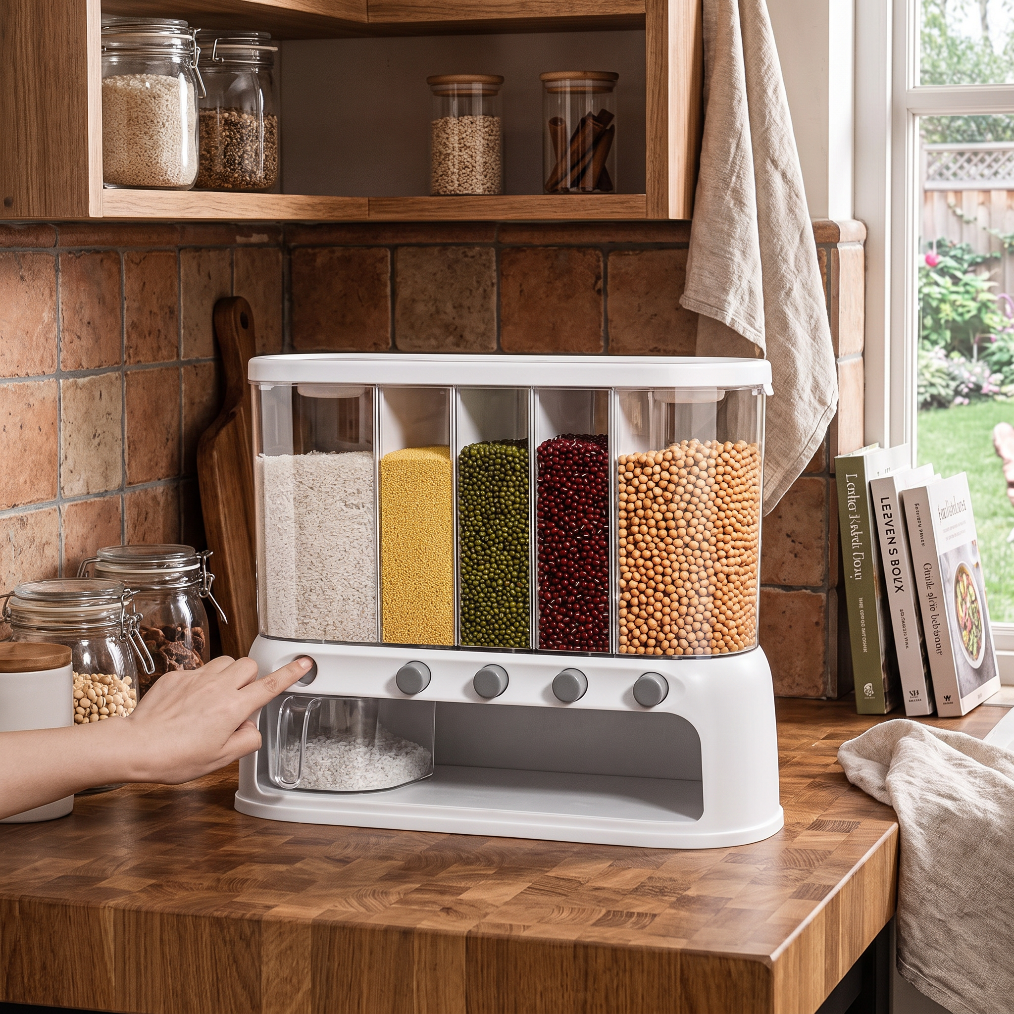 Multi-Compartment Kitchen Grain Storage Container