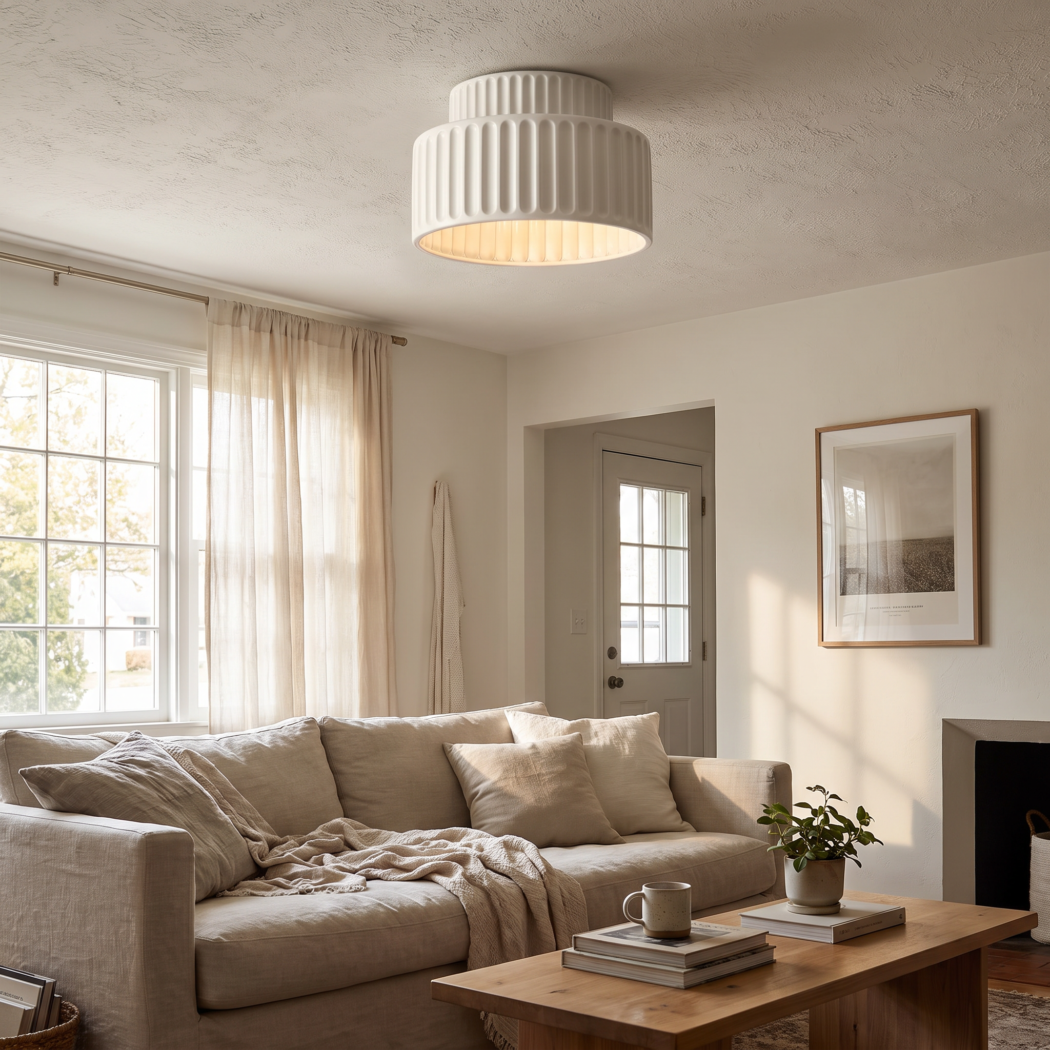 Nordic Ripple Ceiling Light | Sculptural Form, Soft Illumination