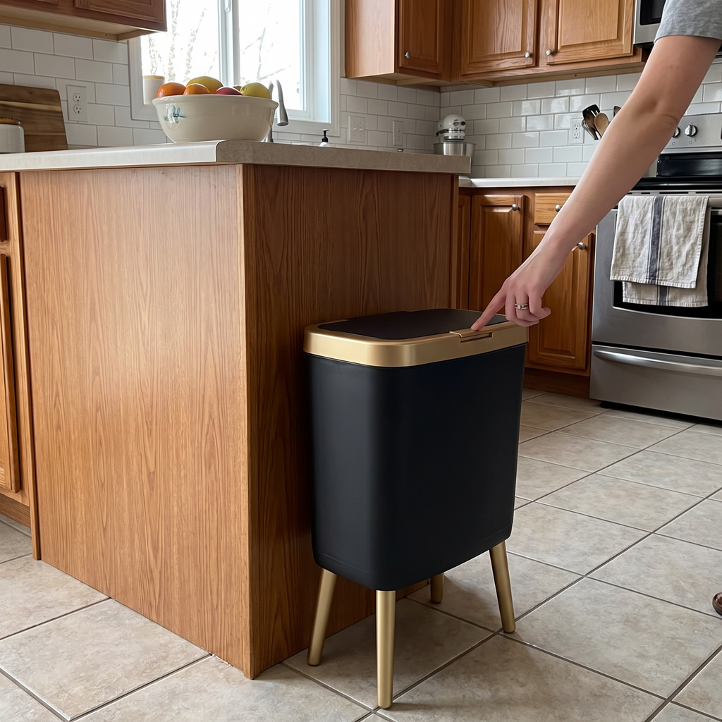 15L Modern Odour-Sealing Trash Can with Elevated Legs